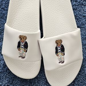 Polo by Ralph Lauren White Bear Slide Sandals